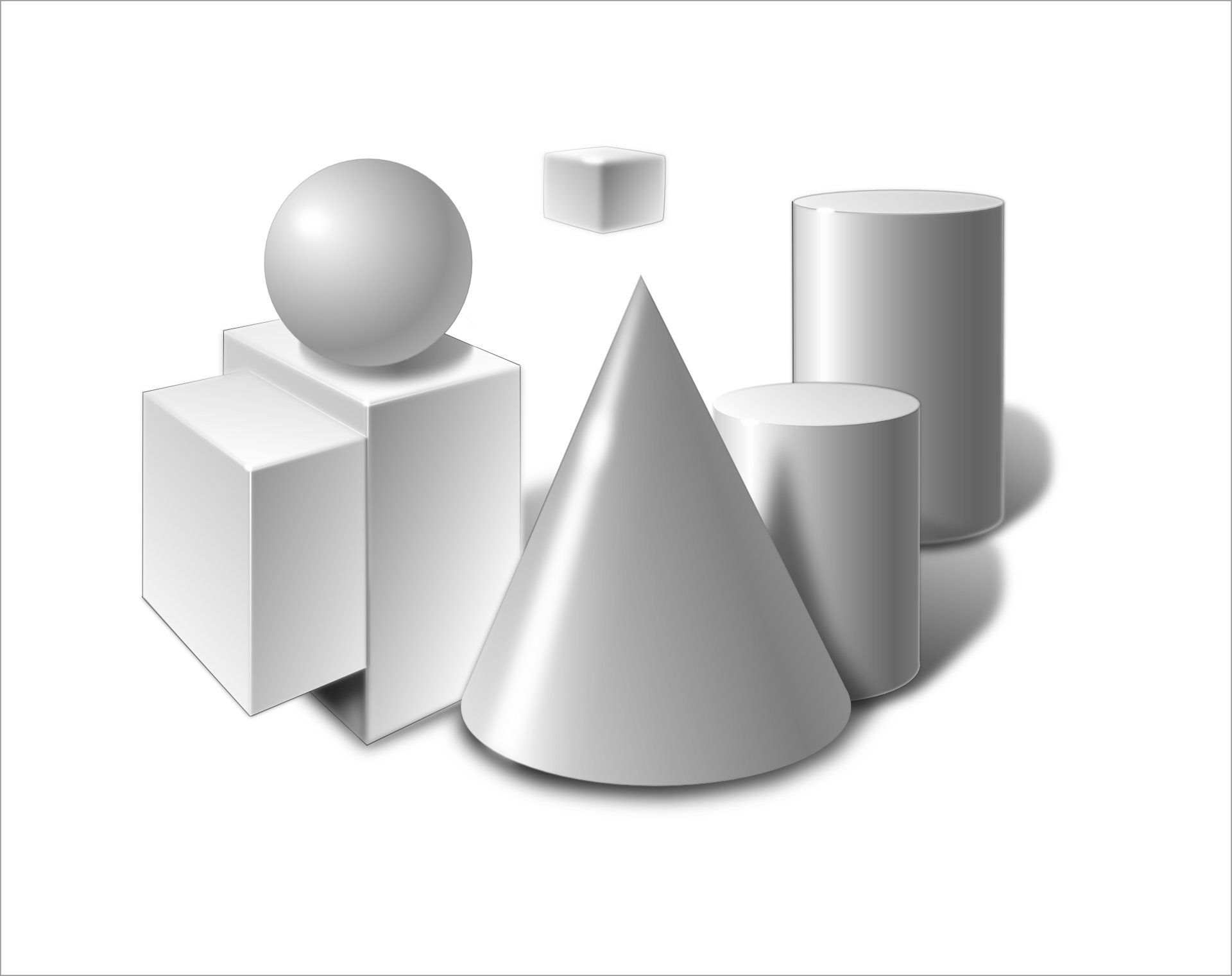 Cone, Cylinder, Sphere, Cube,Shadow Vector