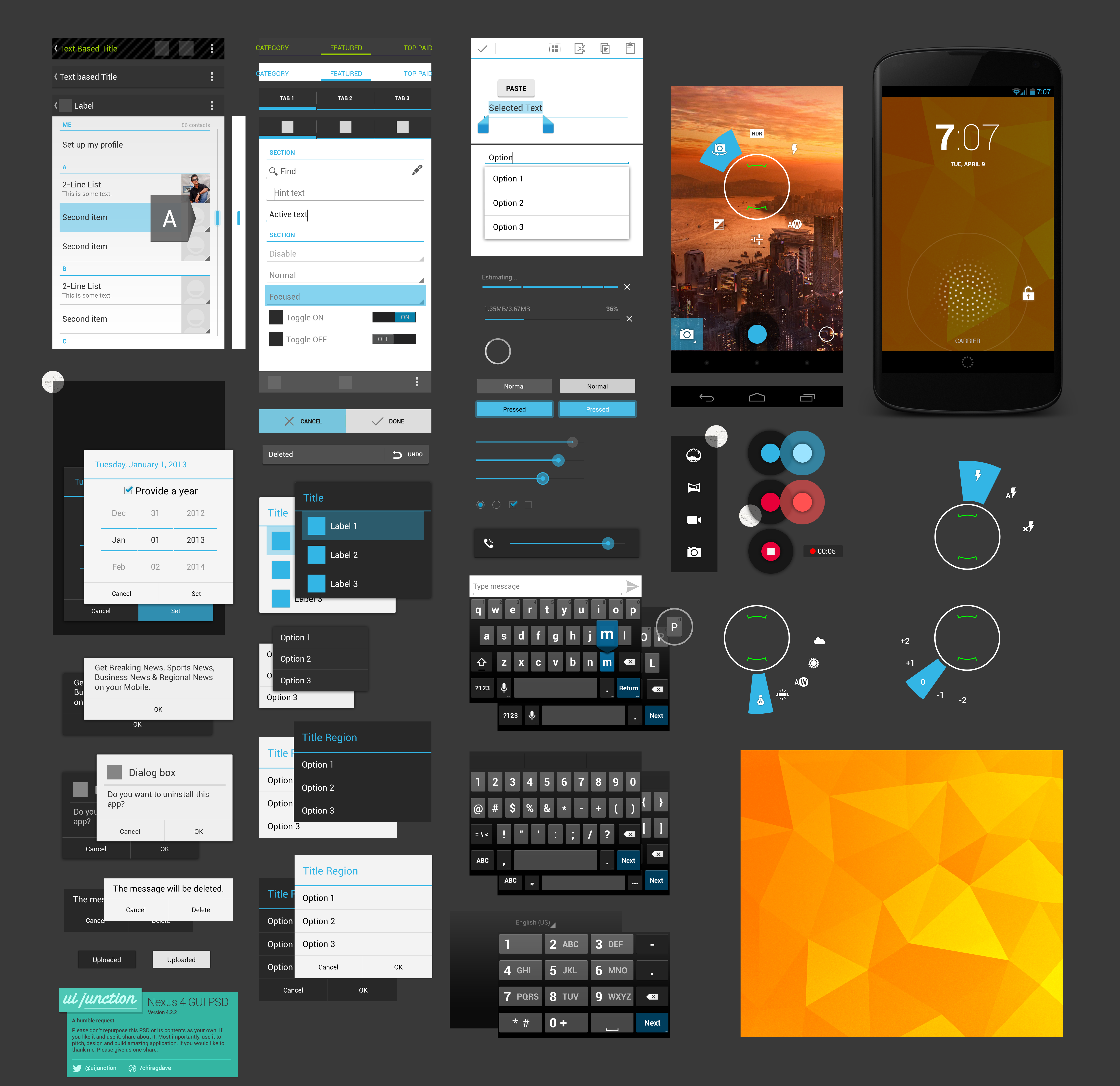 Free Android UI Design Kit PSD-Nexus 4 GUI