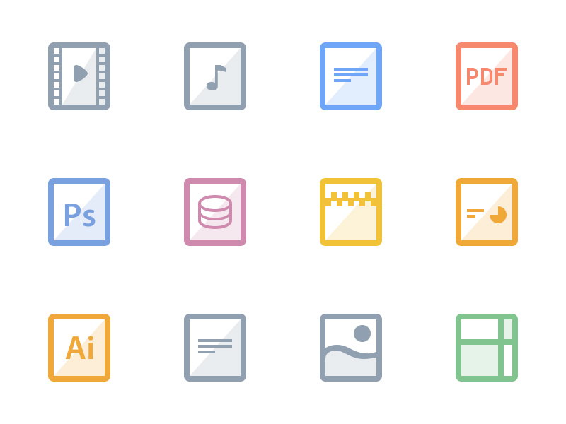 Free Flat Files Icons PSD