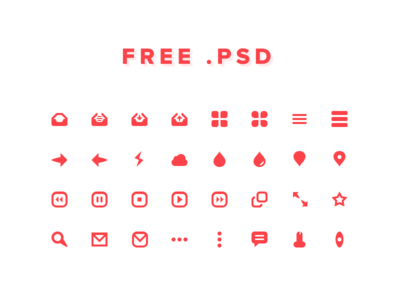 Free Red Icons PSD