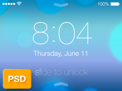 Free iOS 7 iphone Lock Screen PSD