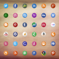 Freebie-Flat Rounded Social icons PSD