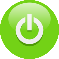 Green computer switch icon symbol with glossy desig