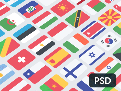 100 Countries Flags icons PSD