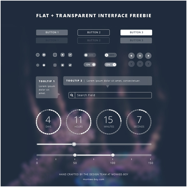 Flat Transparent UI Kit PSD