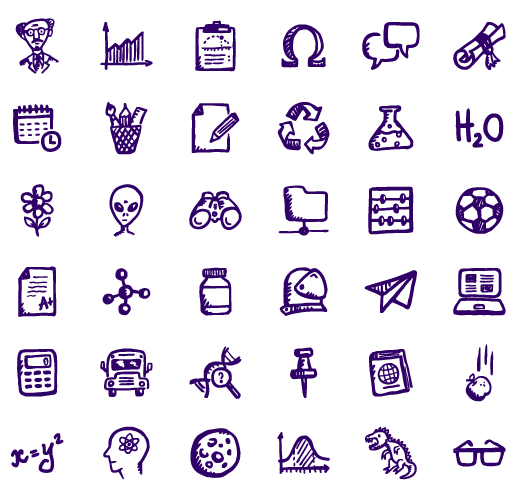 36 Hand-drawn Science and Education Icons