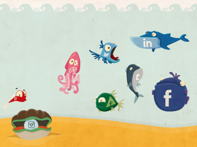 Creative Concept Design – Cartoon Fish & Social