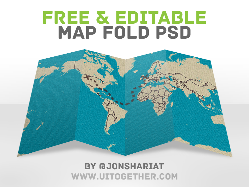 PSD:Folded Map Template Photoshop File
