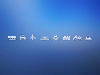 Transport Icons Car Bus Ship Motorbike Plane Bike