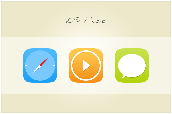 iOS 7 Icons PSD-Clock/Player/Chat