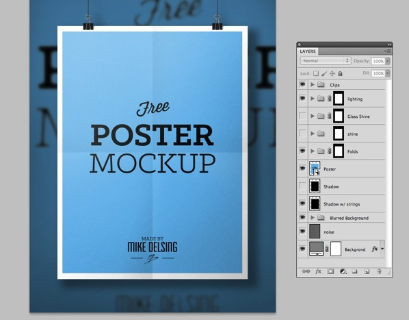 Free Poster MockUp Template PSD