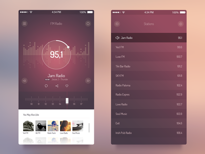 Audio Player,FM Radio Player UI PSD-iPhone iOS7 APP