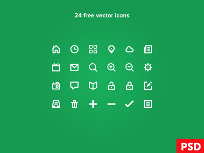 Free Icon Set (32×32 px) 24 Vector Icons PSD
