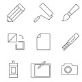 Thin Line Style Icons Vector Illustrator