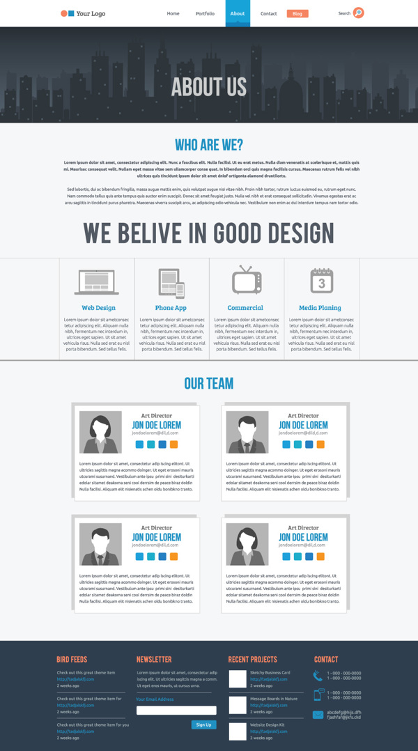 about us page template psd