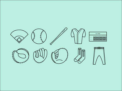 Baseball Icons Vector AI SVG & PNG
