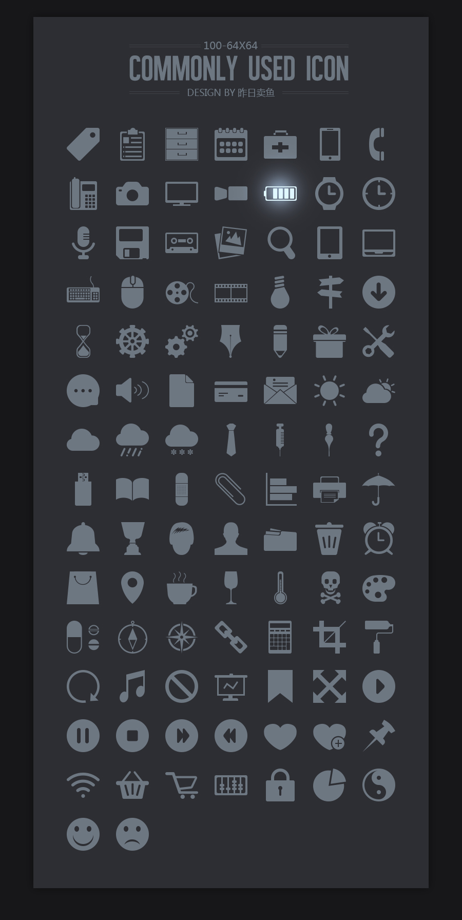 100 Commonly Used Icon Set PSD