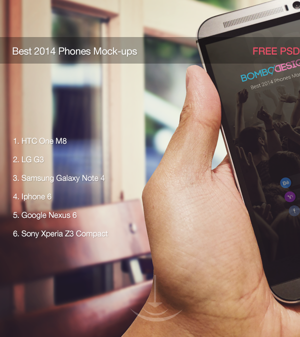 6 Mobile Phones PSD Mockups Download