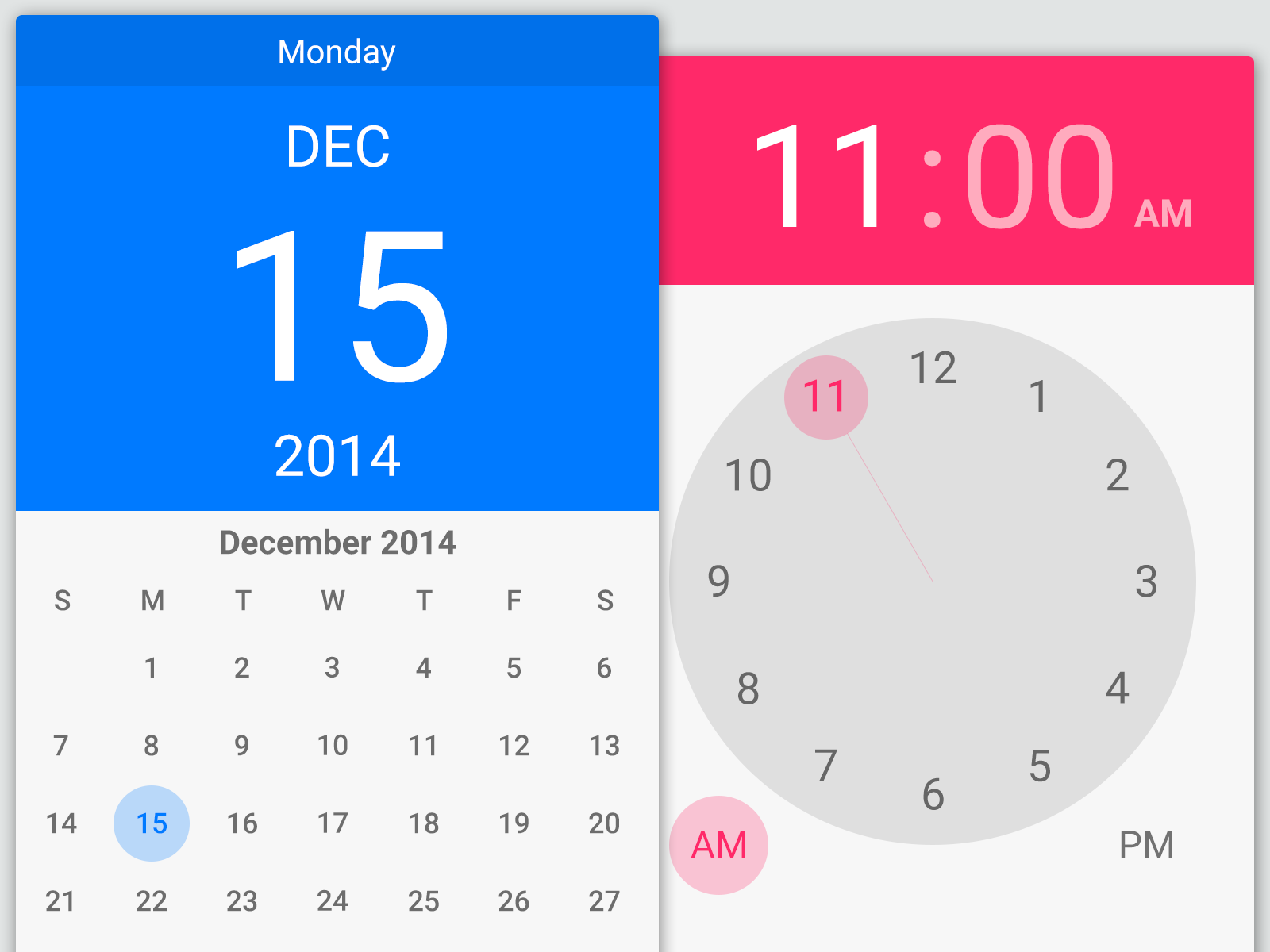Material Design Android Lollipop Time & Date Pickers