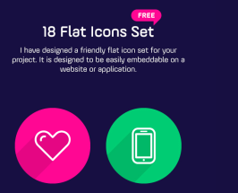 18 Free Flat Icons Set PSD Vector AI EPS