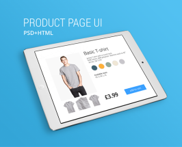 Product Page UI Template Free PSD & HTML