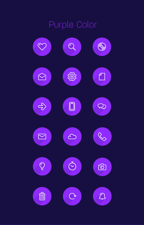 Purple color Icons Set PSD Vector AI EPS